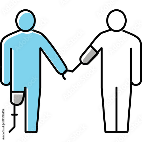 Person with Prosthetic Hand Helping Another Person