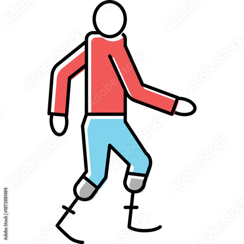 Person with prosthetic legs walking icon