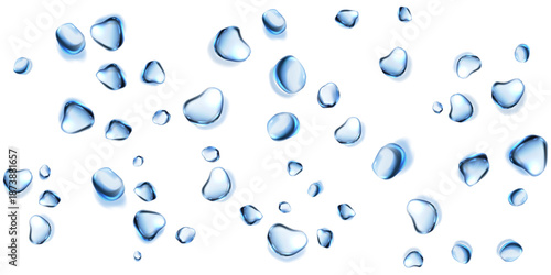 Water droplets transparent water drops clear drops isolated white background water template advertising background