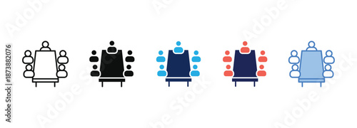 board meeting table icon collection with multiple styles