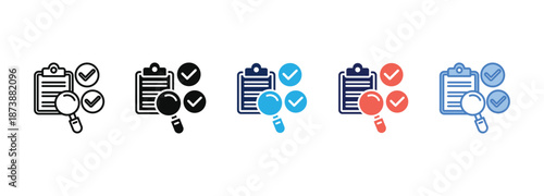 operational review report icon collection with multiple styles