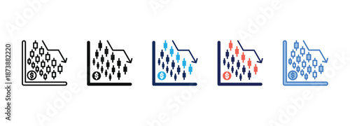 market pressure icon collection with multiple styles