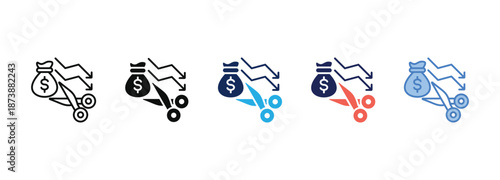 cost cutting icon collection with multiple styles