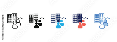 corporate downsizing icon collection with multiple styles