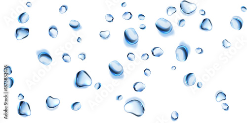 Water droplets transparent water drops clear drops isolated white background water template advertising background