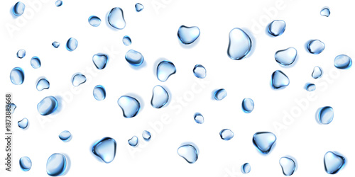 Water droplets transparent water drops clear drops isolated white background water template cosmetic background vector