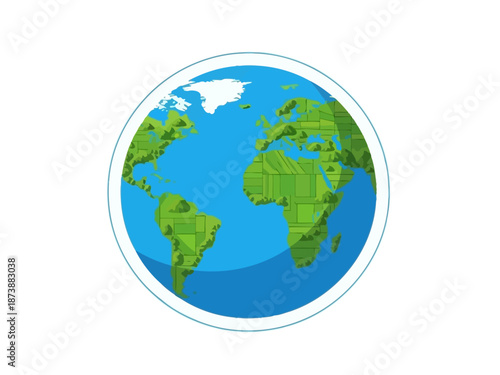 Digital Earth A Colorful Illustrated Globe with Global Connectivity and Technology Concepts