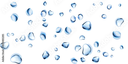 Water droplets transparent water drops clear drops isolated white background water template cosmetic background vector