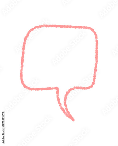 Outline speech bubble in soft chalk style. Chat box icon with a pink message textbox and talk bubble, clean design for messaging or conversation template. Modern pastel look and simple form.