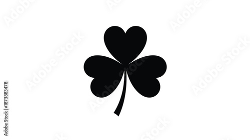 A striking black four leaf clover design presented as a silhouette