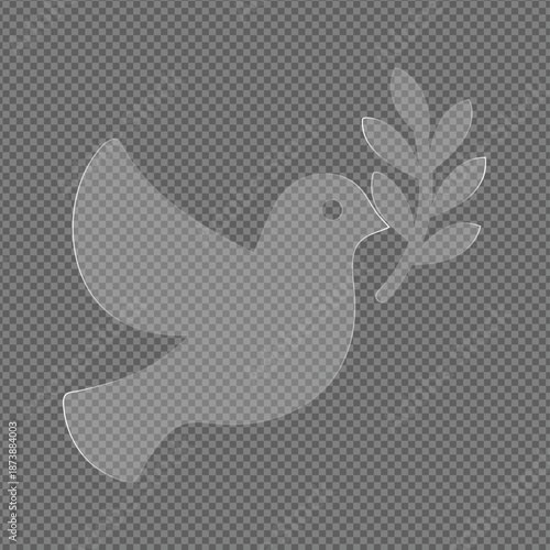 White Dove with Olive Branch on Transparent Background