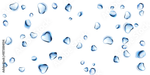 Water droplets transparent water drops clear drops isolated white background water overlay texture background vector