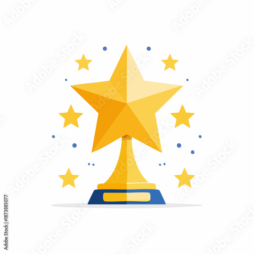 First place, contest winner, number one creative symbol concept. Award, champion abstract business logo idea. Gold star trophy icon.