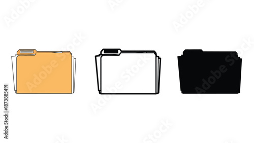 Three colorful folder icons on a clean white background for organization