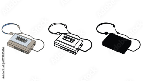 Three different colored mp3 player keychains on a white background
