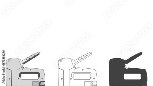 A set of three different views of a staple remover tool