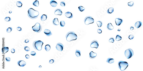 Water droplets transparent water drops clear drops isolated white background water texture hygiene background vector