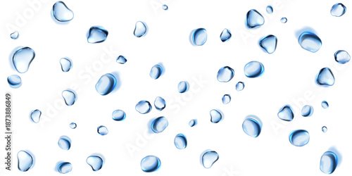 Water droplets transparent water drops clear drops isolated white background water overlay texture background vector