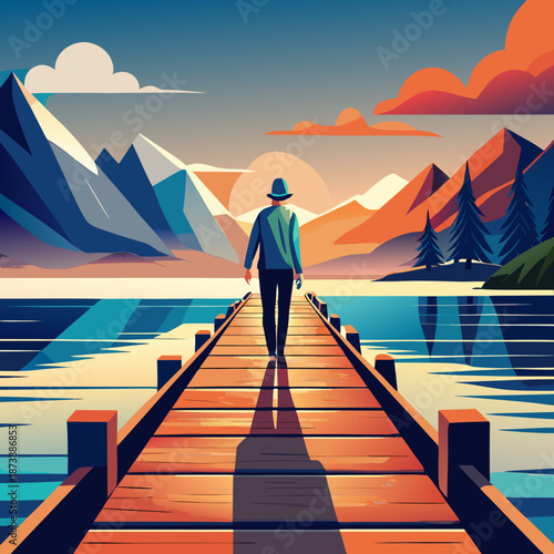 Berjalan di Dermaga Kayu, Walking on Wooden Dock
