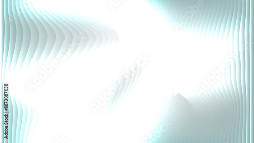 Soft turquoise wave design featuring bright center and atmospheric light flows vector illustration.