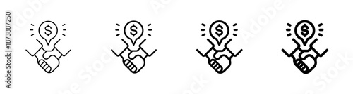 Business handshake icon set for deal and partnership concept. Vector Illustration