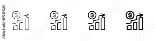 Financial profit growth chart upward arrow icon set vector illustration
