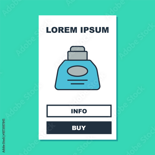 Filled outline Inkwell icon isolated on turquoise background. Vector