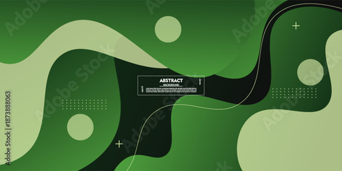 Abstract green colored wave background design. Fluid shape pattern on a dark background. Simple business design. Vector eps10.