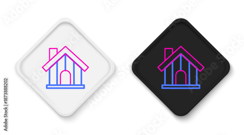 Line Farm house icon isolated on white background. Colorful outline concept. Vector