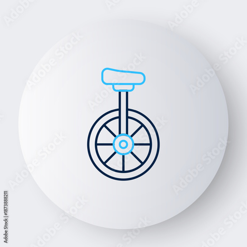 Line Unicycle or one wheel bicycle icon isolated on white background. Monowheel bicycle. Colorful outline concept. Vector