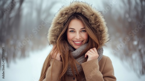 Woman smiling in winter coat