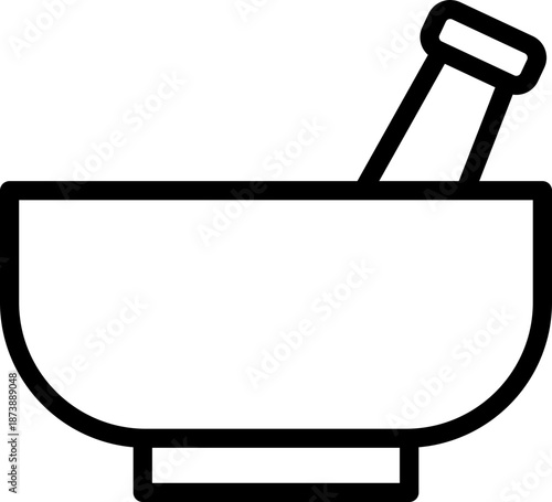 Black mortar and pestle icon - outline