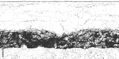 Abstract monochrome background with layered rough textures and a dense, dark central band of chaotic lines and granular detail