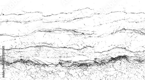 Abstract monochrome texture of rough, fractured surfaces with layered details and granular creating a rugged, artistic background