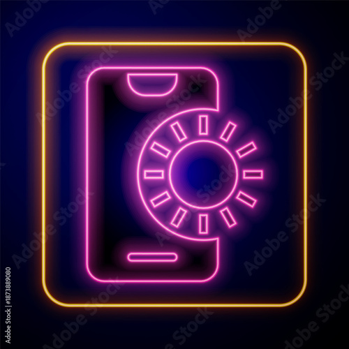 Glowing neon Online sports betting icon isolated on black background. Sport bet bookmaker. Betting online make money. Vector