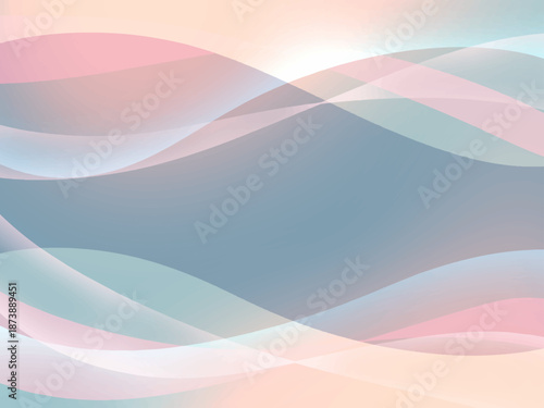 透明感のあるウェーブとピンクと青のグラデーション背景