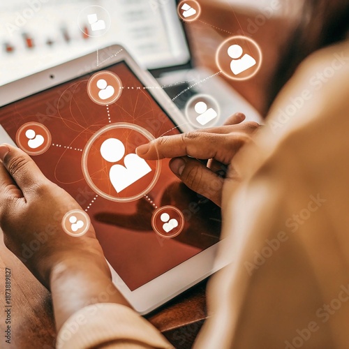 businessman pressing a touchscreen button