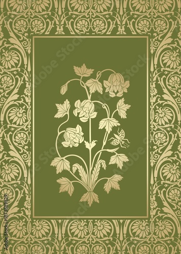 wedding card design, paisley floral pattern , India	
