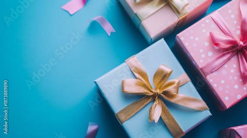 Three boxes with ribbons on them