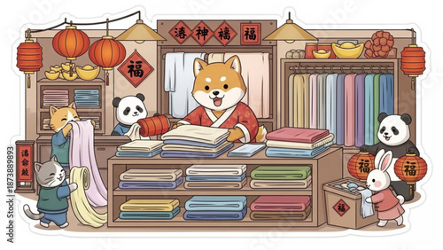 Lunar New Year Dog Fabric Shop Seller