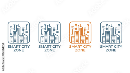 Smart City Zone Technology Sign � Flat Vector Icon