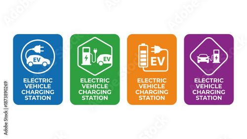 Electric Vehicle Charging Station Smart City Sign � Flat Vector Icon