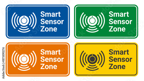 Smart Sensor Zone Smart City Technology Sign � Flat Vector Icon