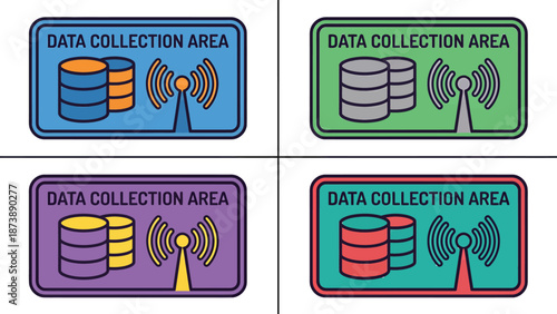 Data Collection Area Smart City Technology Sign � Flat Vector Icon