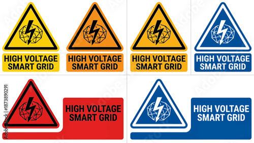 High Voltage Smart Grid Smart City Danger Sign � Flat Vector Icon