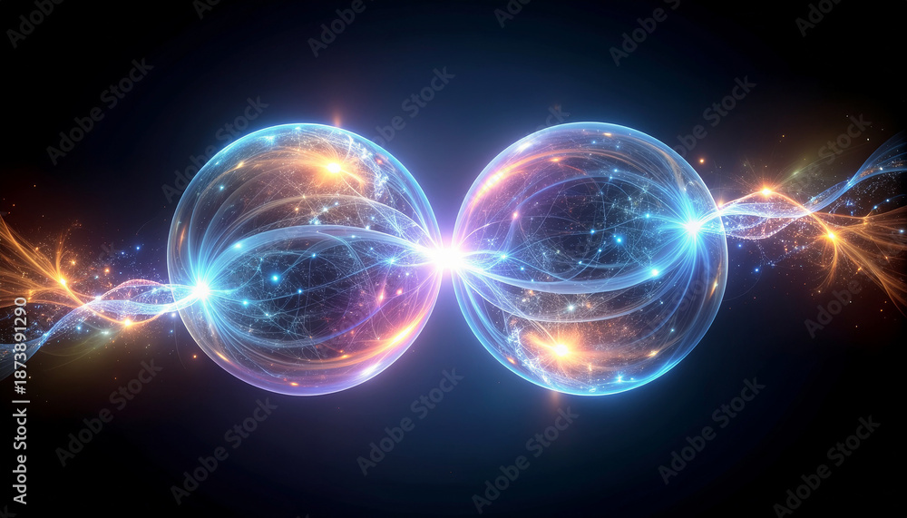 Obraz premium Abstract Visualization of Quantum Entanglement Connection