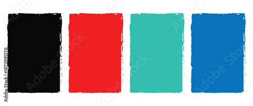 Grunge square set. Red grunge textures, rectangular frame. Rectangle shapes. vector Arts. Multicolour shapes.