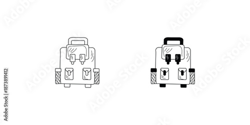 Backpack set icon with white background vector stock illustration
