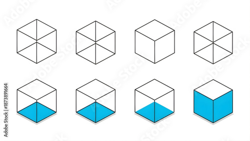 Cube filling progress stages