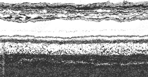 Abstract monochrome textured background with horizontal layers of organic shapes and granular patterns creating a sense of depth and raw natural beauty